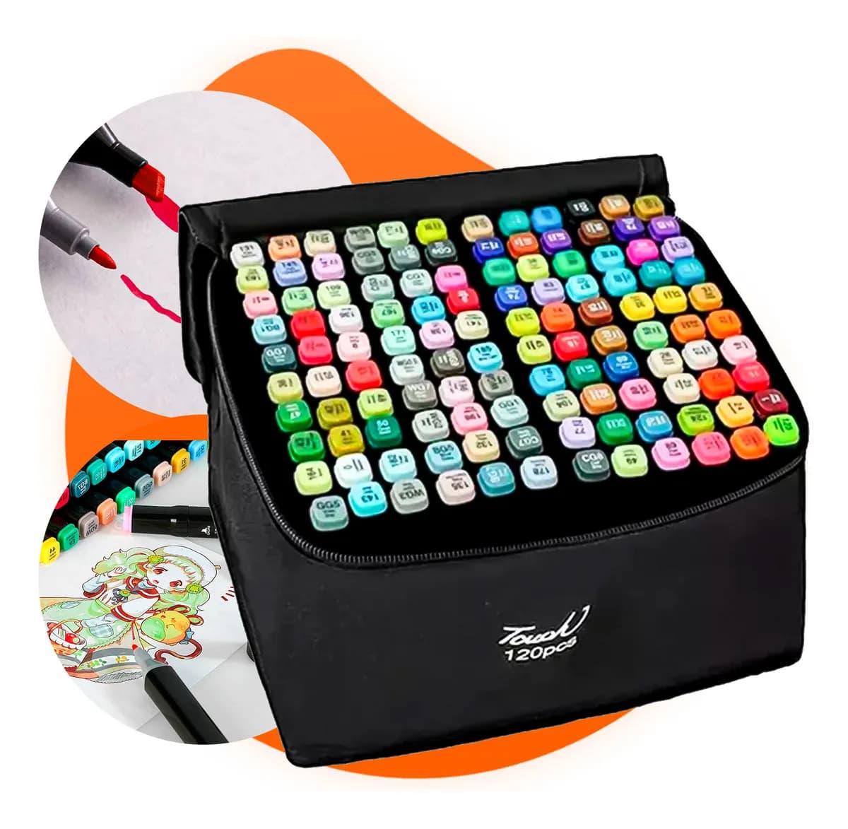 Kit Completo Bobbie Goods Premium - Livro Capa Dura + 120 Canetas Touch Dupla Ponta + Bolsa Organizadora