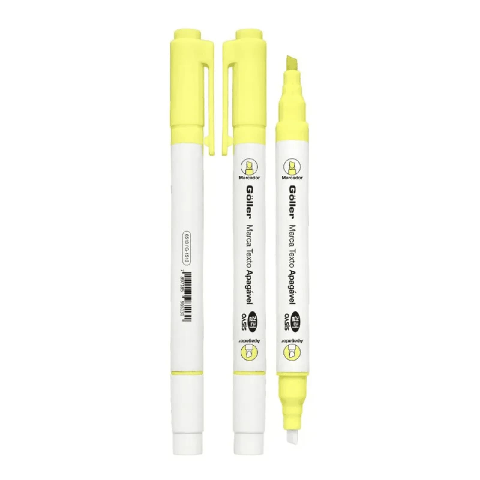MARCADOR DE TEXTO APAGÁVEL BLISTER 1 UND OASIS Amarelo NEON - Goller