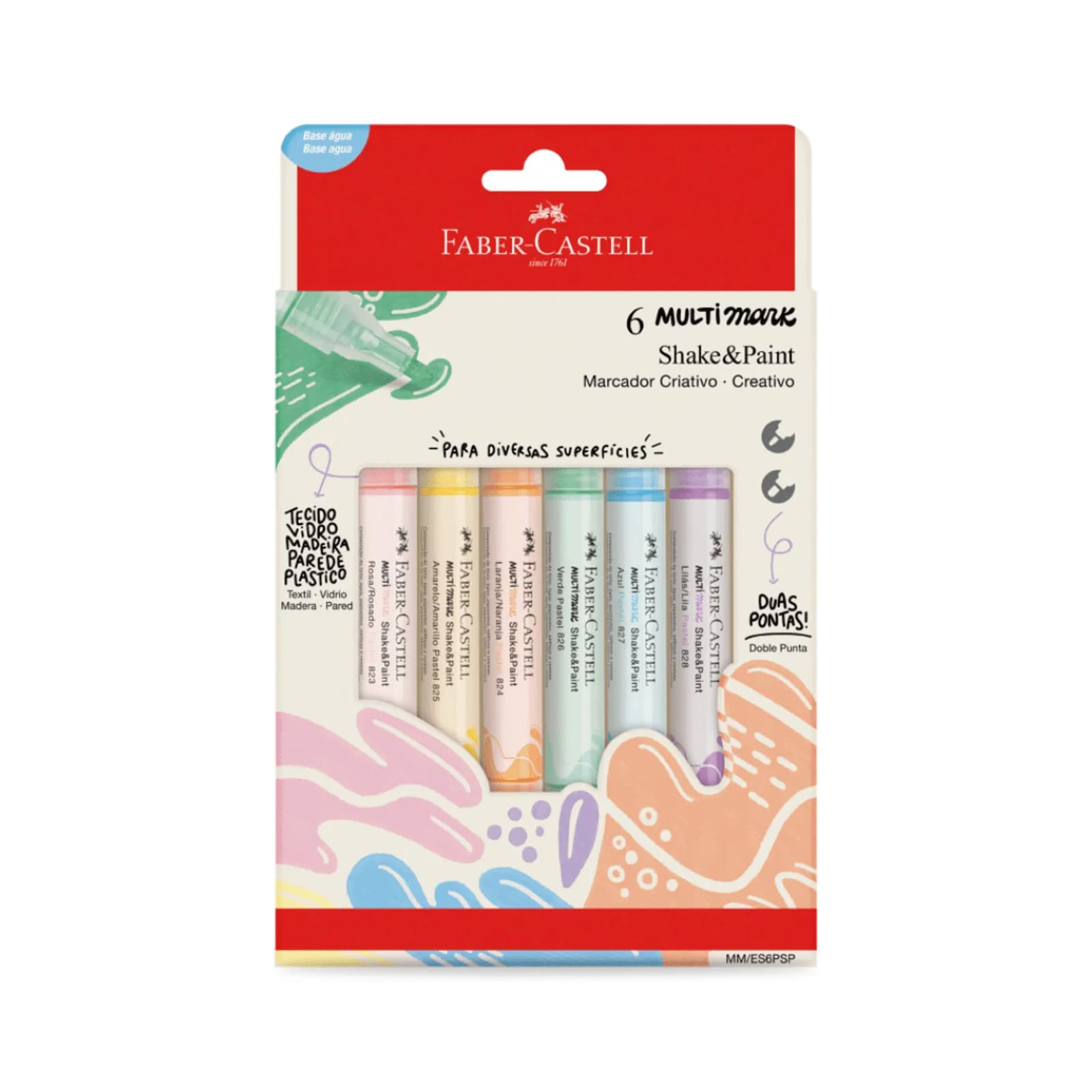 Marcadores MultiMark Multisuperfície Faber-Castell - 6 Cores Pastel
